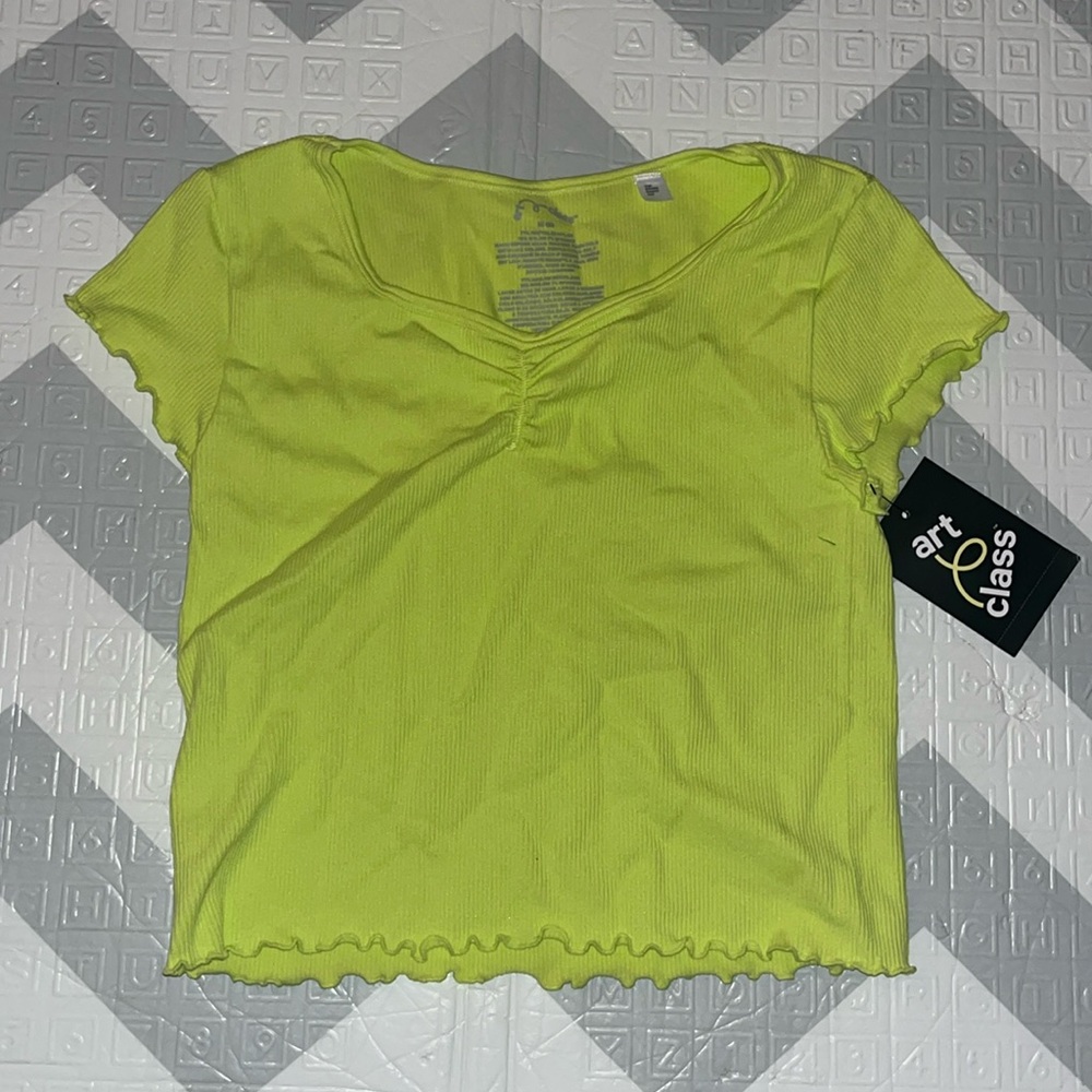Girls size 8 stretchy lime green shirt